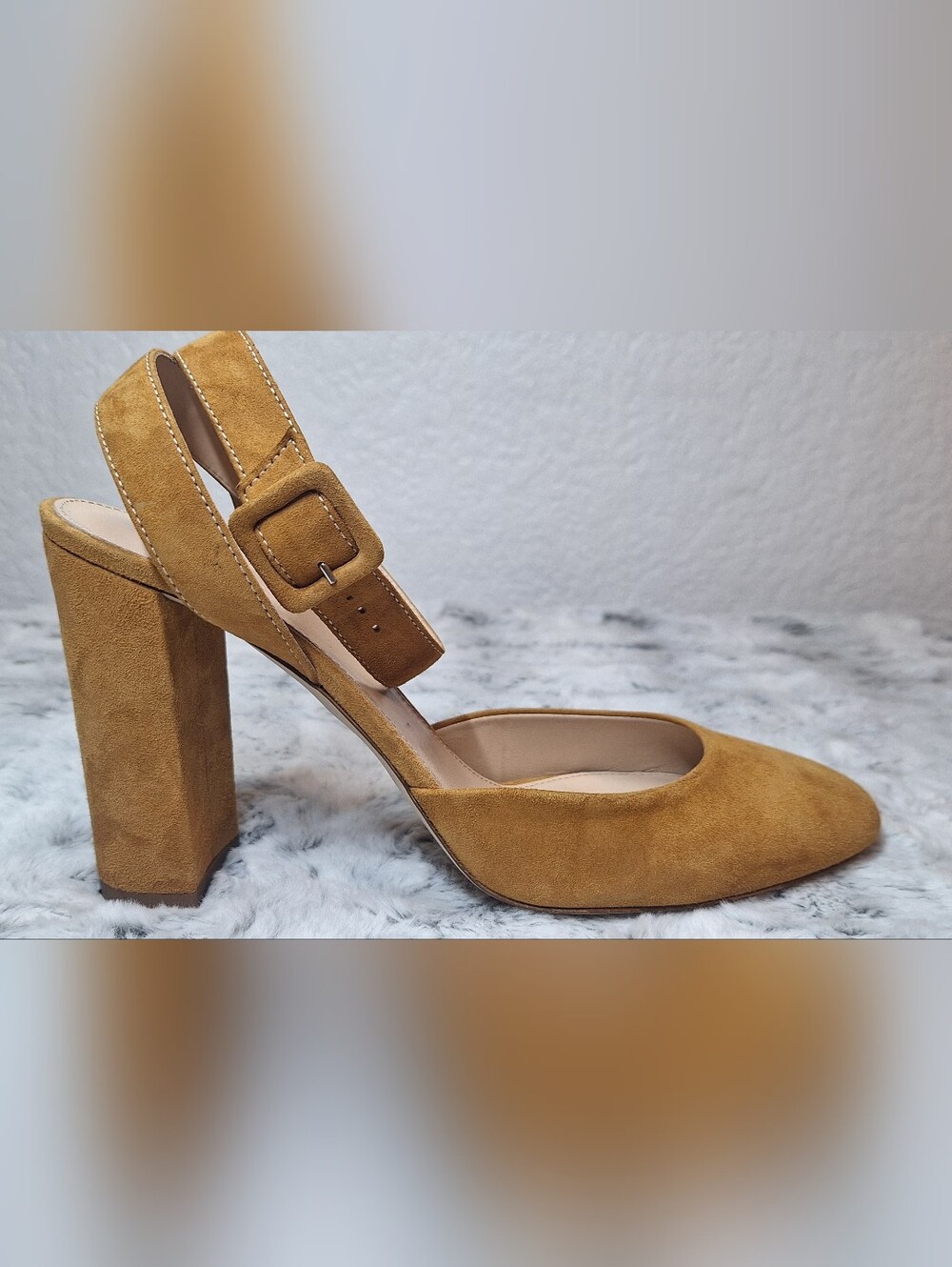 NWOT J.Crew Tan Suede Ankle Strap Block Heels Pumps - Size 10.5